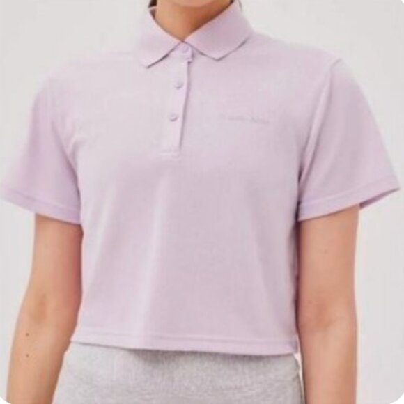 Outdoor Voices Small S Cropped Polo Shirt Birdie collar Lavender Lilac Purple - Picture 1 of 7